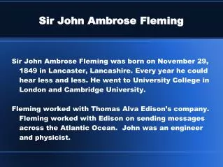 Sir John Ambrose Fleming