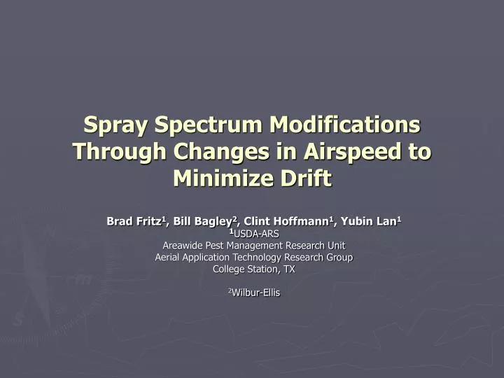 spray spectrum modifications through changes in airspeed to minimize drift