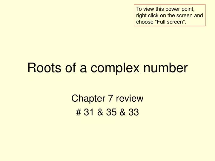 roots of a complex number