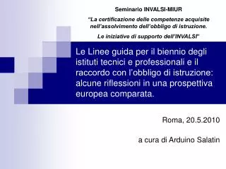 roma 20 5 2010 a cura di arduino salatin