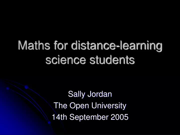 maths for distance learning science students