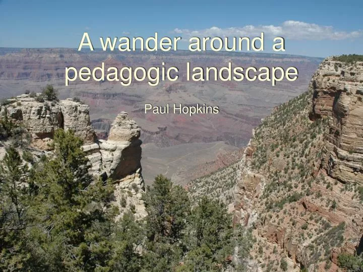 a wander around a pedagogic landscape