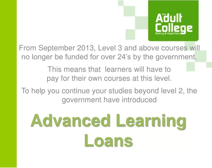 advanced learning loans