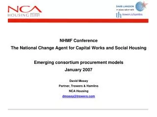 NHMF Conference The National Change Agent for Capital Works and Social Housing