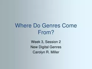 Where Do Genres Come From?