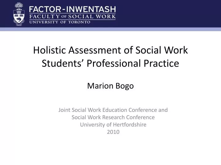 holistic assessment of social work students professional practice marion bogo