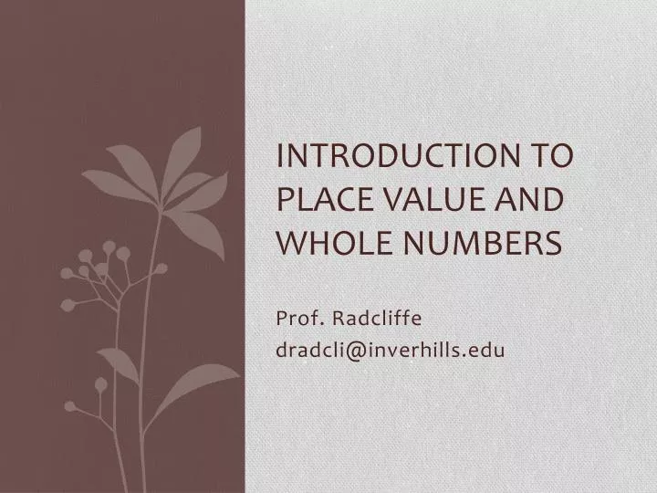 introduction to place value and whole numbers