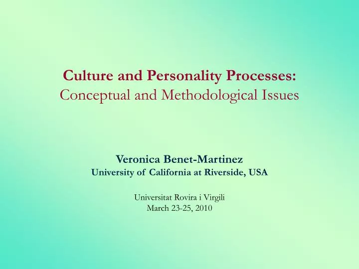 culture and personality processes conceptual and methodological issues