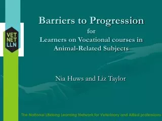 Barriers to Progression for Learners on Vocational courses in Animal-Related Subjects
