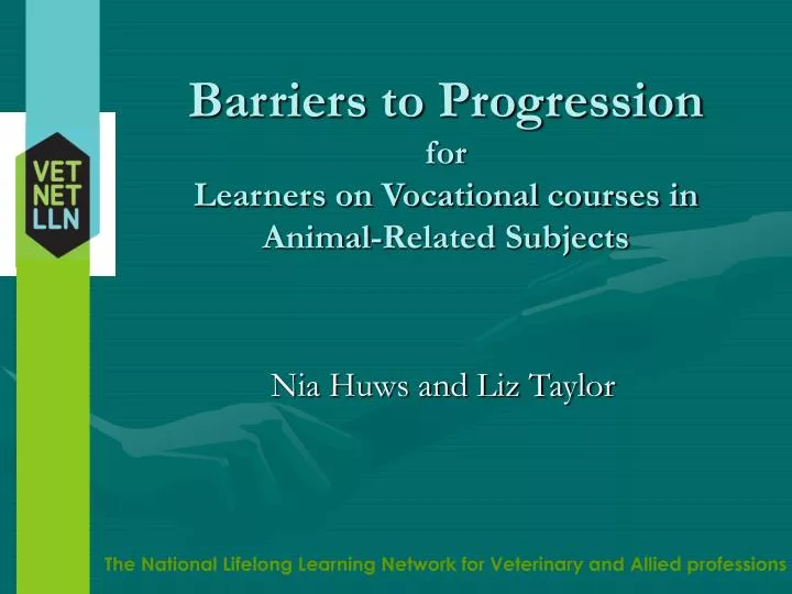 barriers to progression for learners on vocational courses in animal related subjects