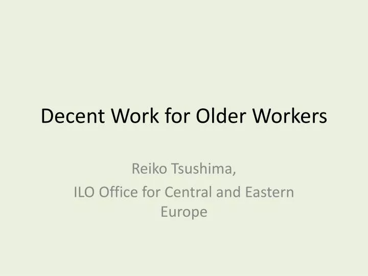 decent work for older workers