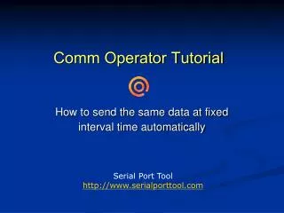 Comm Operator Tutorial