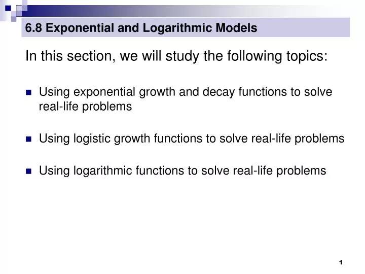 6 8 exponential and logarithmic models