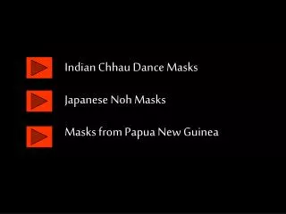 Indian Chhau Dance Masks Japanese Noh Masks Masks from Papua New Guinea