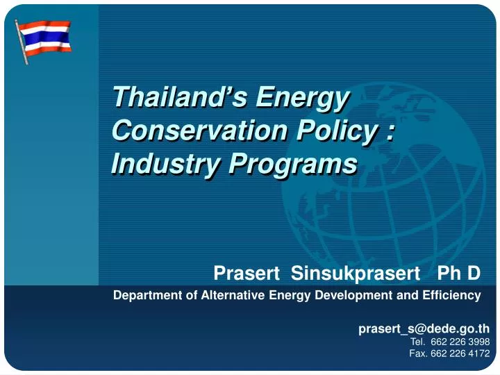 thailand s energy conservation policy industry programs