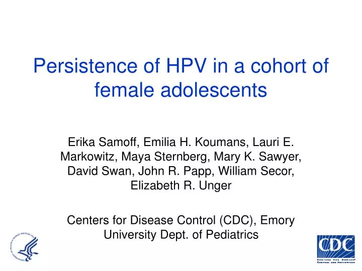 persistence of hpv in a cohort of female adolescents