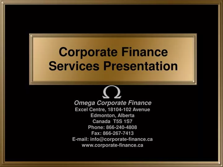 corporate finance services presentation