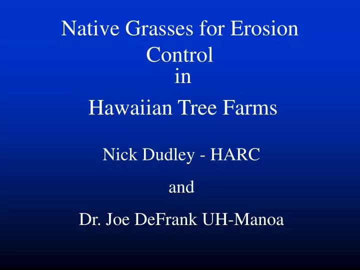 native grasses for erosion control