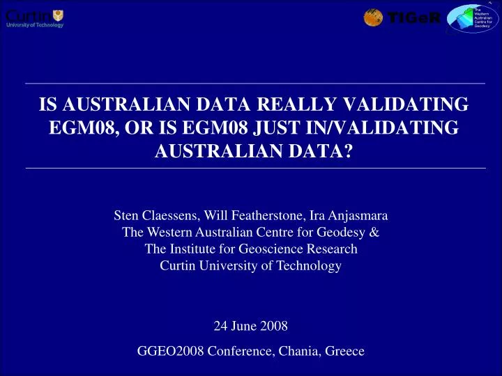 is australian data really validating egm08 or is egm08 just in validating australian data