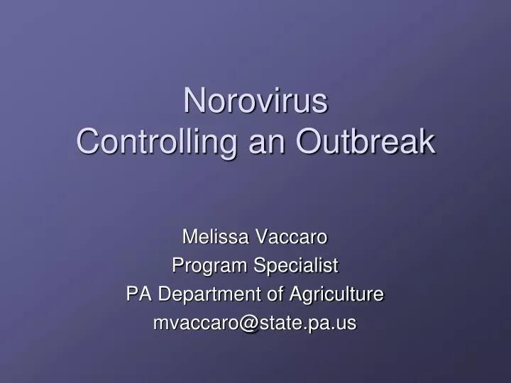 norovirus controlling an outbreak