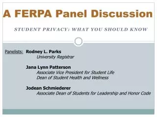 A FERPA Panel Discussion