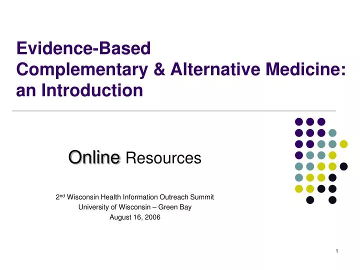 evidence based complementary alternative medicine an introduction