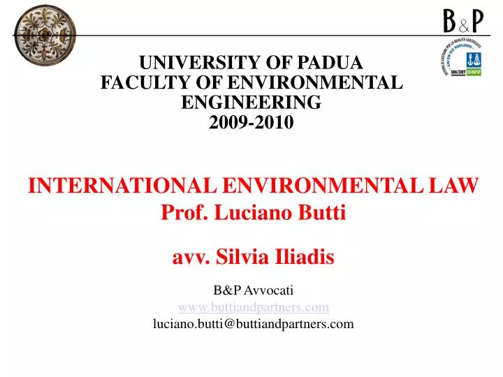 university of padua faculty of environmental engineering 2009 2010