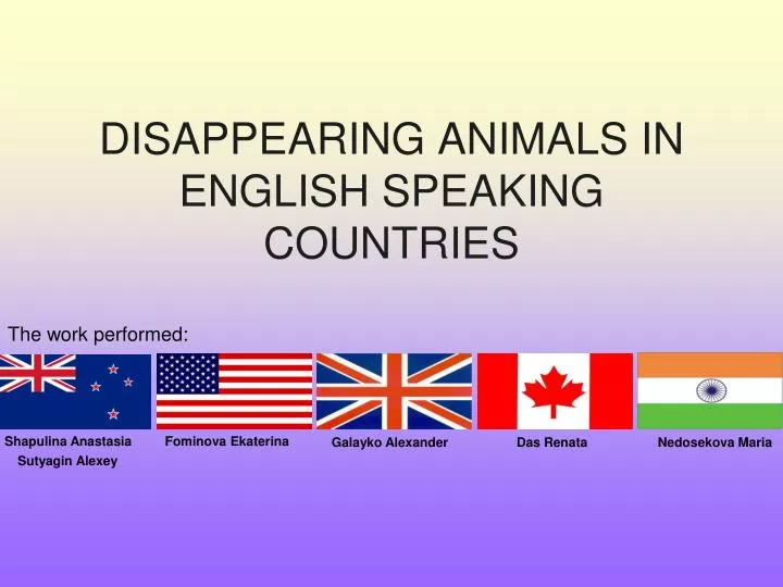 disappearing animals in english speaking countries