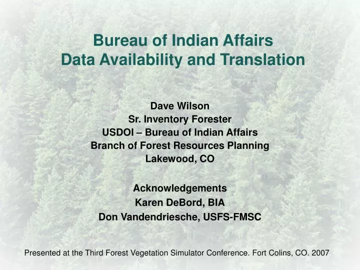 bureau of indian affairs data availability and translation