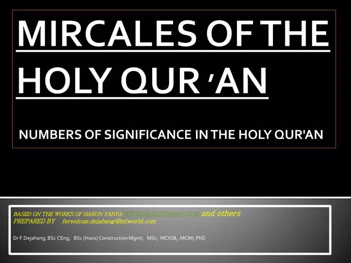 mircales of the holy qur an