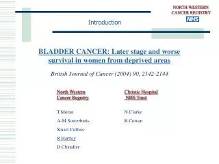 NORTH WESTERN CANCER REGISTRY