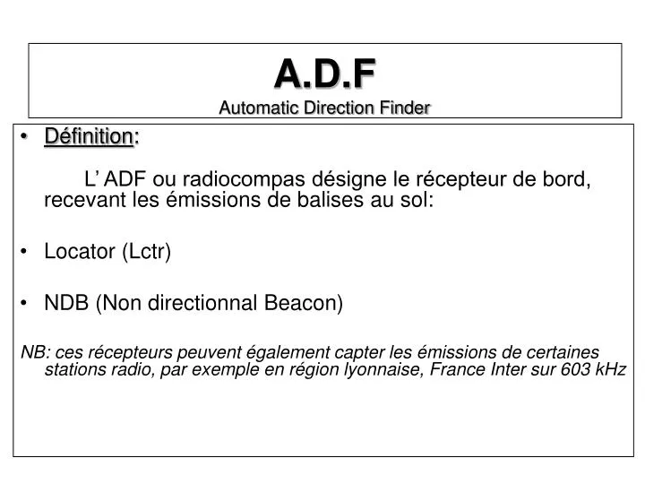 a d f automatic direction finder