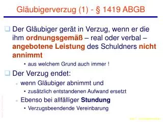 gl ubigerverzug 1 1419 abgb