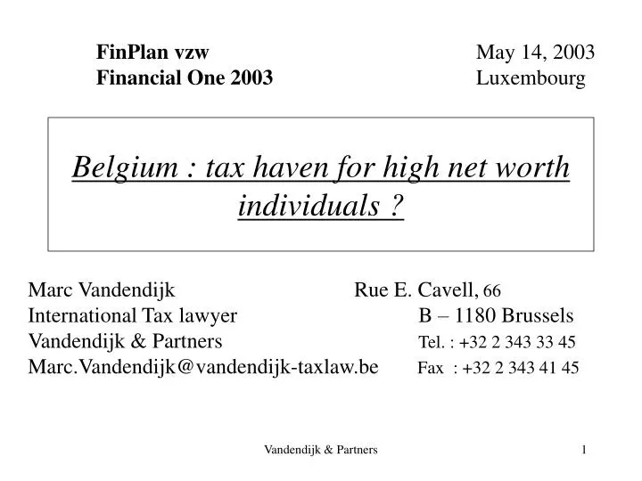 belgium tax haven for high net worth individuals