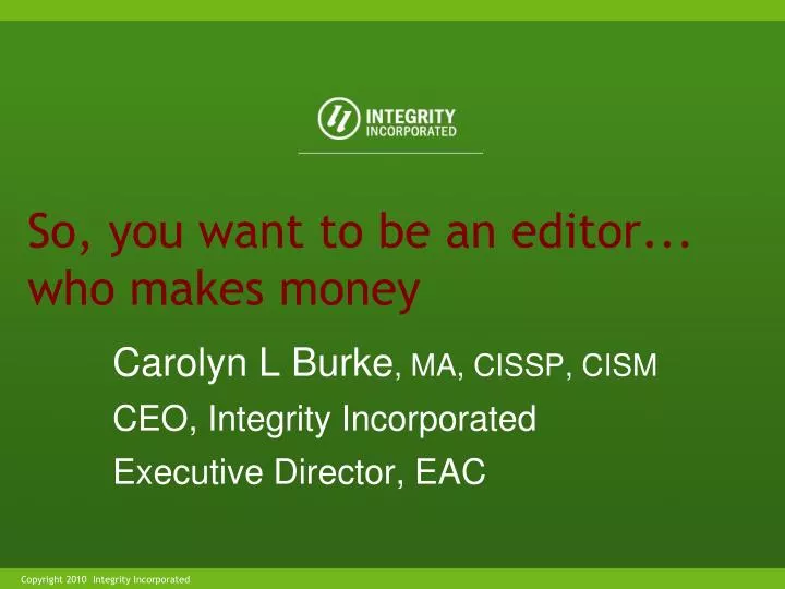 so you want to be an editor who makes money