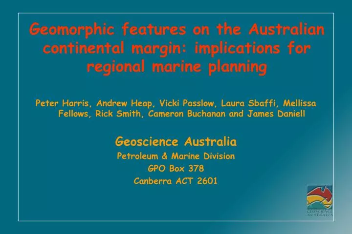 geomorphic features on the australian continental margin implications for regional marine planning