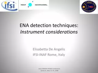 ENA detection techniques: Instrument considerations