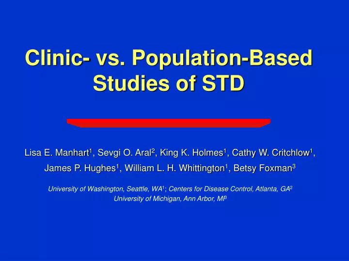 clinic vs population based studies of std