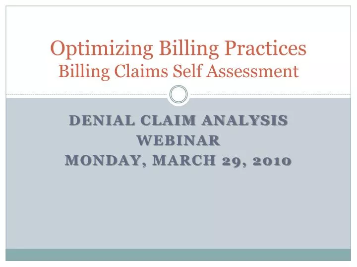 optimizing billing practices billing claims self assessment