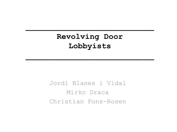 revolving door lobbyists