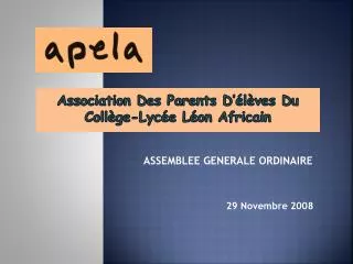 association des parents d l ves du coll ge lyc e l on africain