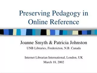 Preserving Pedagogy in Online Reference