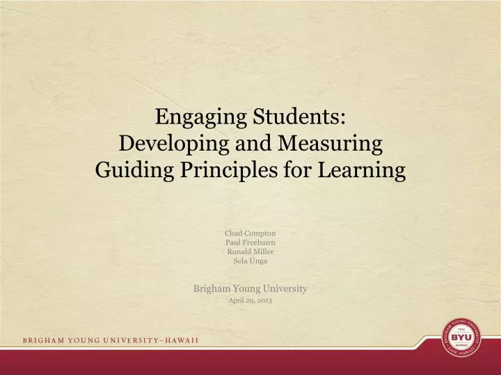 engaging students developing and measuring guiding principles for learning