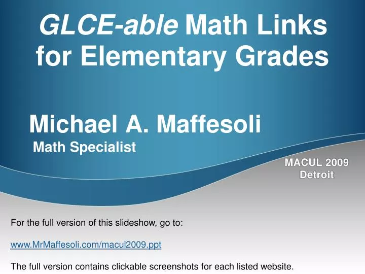 glce able math links for elementary grades