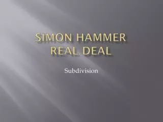 SIMON HAMMER Real deal