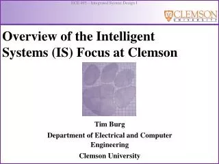 Overview of the Intelligent Systems (IS) Focus at Clemson