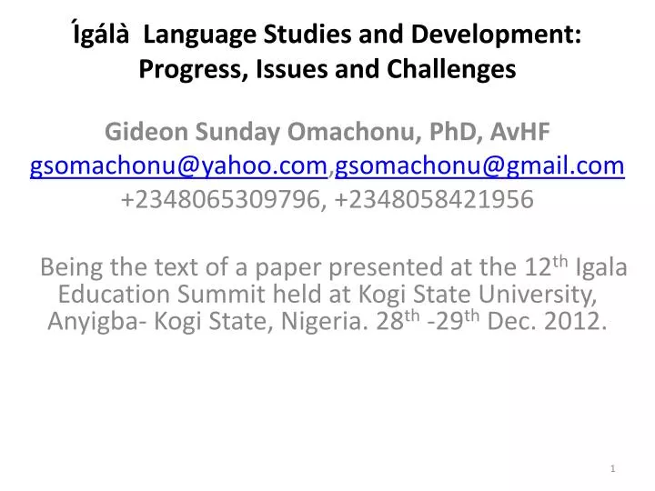 i ga la language studies and development progress issues and challenges