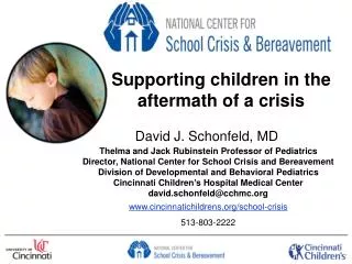 Supporting children in the aftermath of a crisis