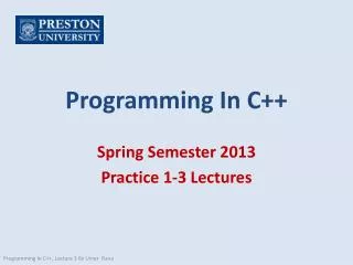 Programming In C++