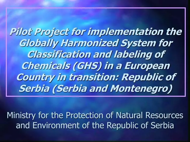 ministry for the protection of natural resources and environment of the republic of serbia